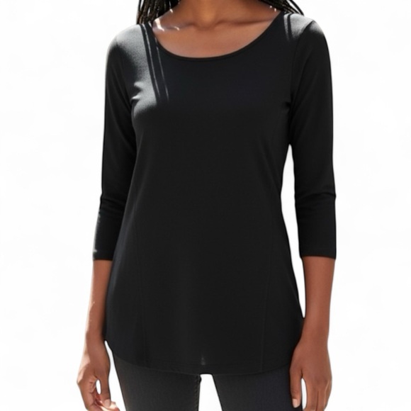 ATM Women's 3/4 Sleeve Scoop neck Cotton Top Large designer ribbed basic layer - Picture 1 of 8